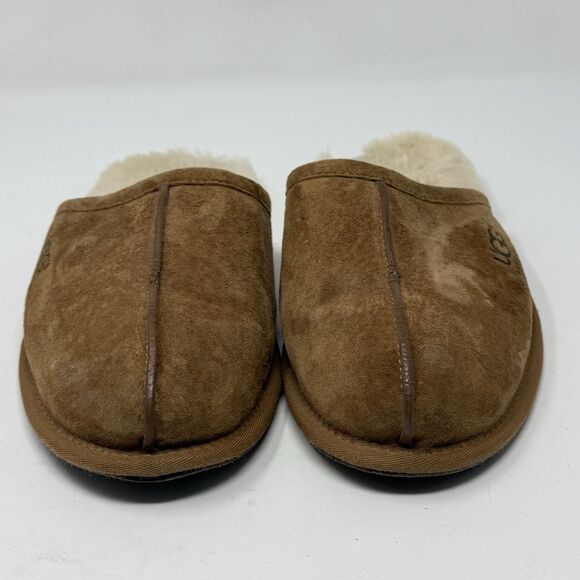 UGG Scuff Slippers Mens 11 Chestnut Brown Suede Shearling Slip On Comfort 5776 main image 4